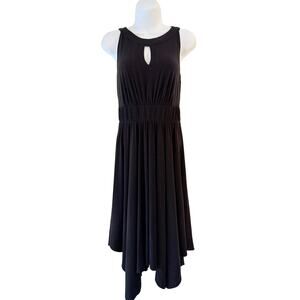 Soma Jersey Knit Black Stretch Keyhole Tank with Handkerchief Hem S EUC